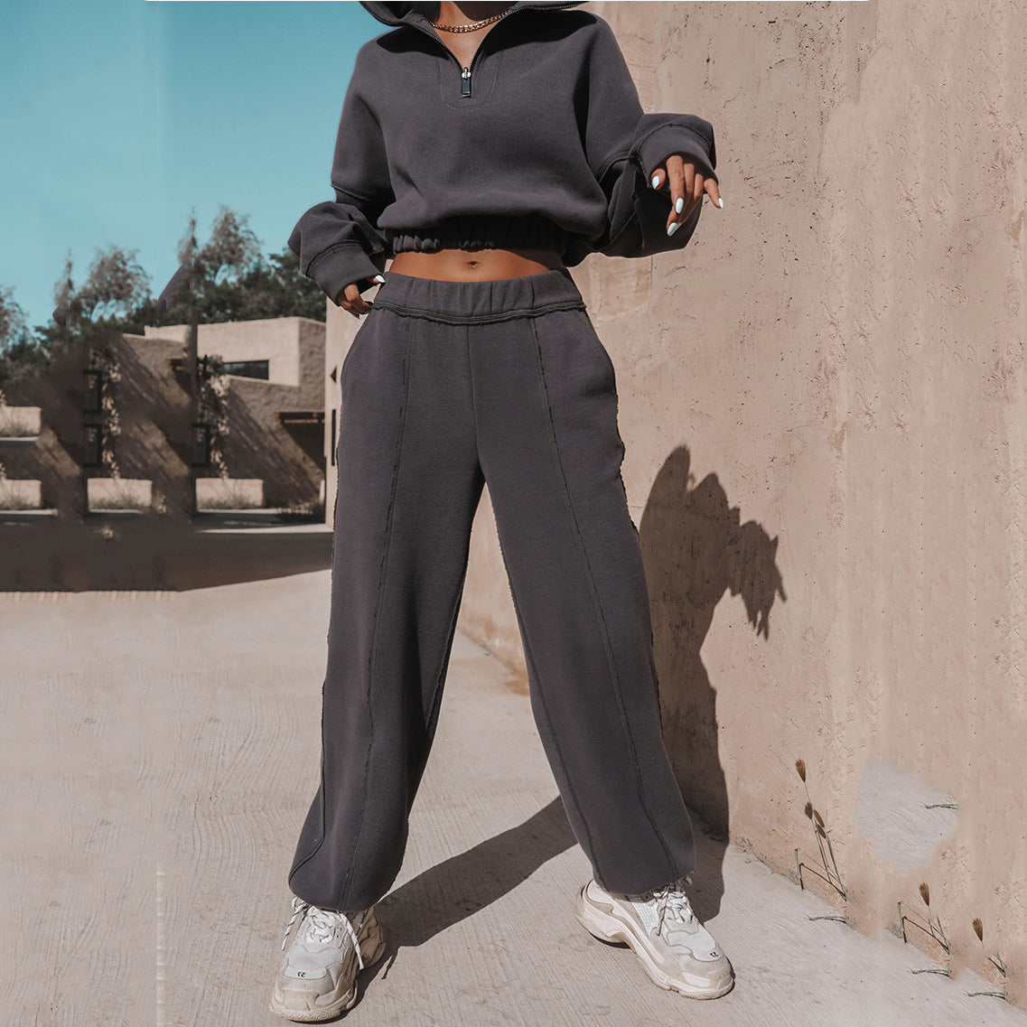 Cropped Stand Collar Set