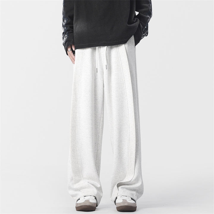 Heavyweight Straight-leg Sweatpants With A Curved Blade Design For Casual And Athletic Wear