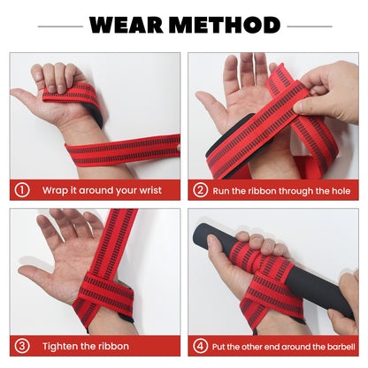 Cotton Hard Pull Wrist Lifting Straps Grips Band-Deadlift Straps With Neoprene Cushioned Wrist Padded And Anti-Skid Silicone -for Men & Women- For Weightlifting, Bodybuilding, Xfit, Strength Training