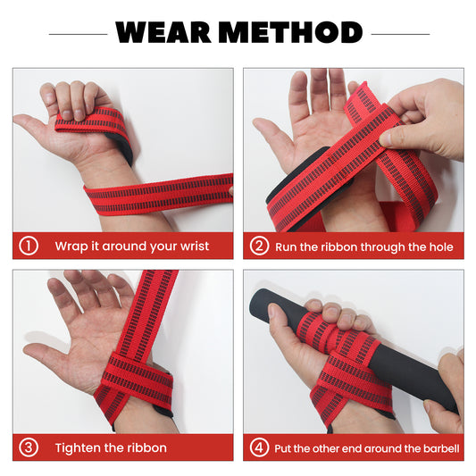 Cotton Hard Pull Wrist Lifting Straps Grips Band-Deadlift Straps With Neoprene Cushioned Wrist Padded And Anti-Skid Silicone -for Men & Women- For Weightlifting, Bodybuilding, Xfit, Strength Training