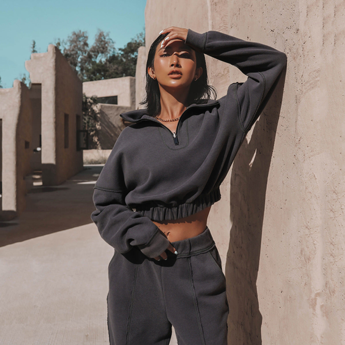 Cropped Stand Collar Set